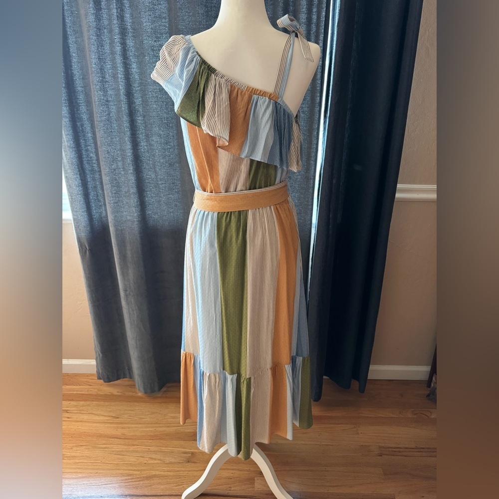 Lauren Conrad Poolside Paradise‎ One Shoulder Striped Midi Dress Size Medium - Picture 3 of 11